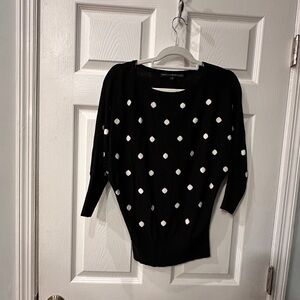 White House Black Market Black and White Crew Neck Sweater